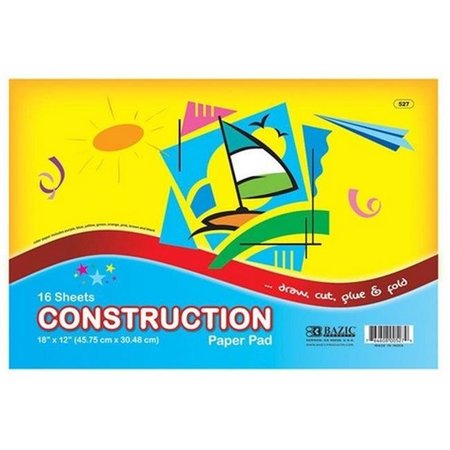 BAZIC PRODUCTS Bazic 527   16 Ct. 18" X 12" Construction Paper Pad  Case of 48 527